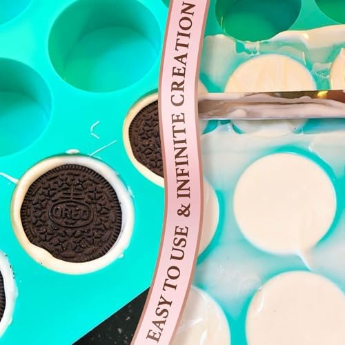 HKNMTT Silicone Round Cookie Mold, 4 PCS Candy Chocolate Moulds, 12-Cavity Cylinder Non-Stick Food Grade BPA Free Moulds for Making Handmade Soap Mini Cake Jelly Brownie Pudding Jello - Image 5