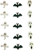 Halloween Cakes Decorations 15pcs Edible Ghost Bat Face Shaped Hard Sugar Icing Decorations Cupcake Toppers for Baking Cookie Ice Cream Candy Decoration by EPHVODI