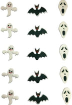 Halloween Cakes Decorations 15pcs Edible Ghost Bat Face Shaped Hard Sugar Icing Decorations Cupcake Toppers for Baking Cookie Ice Cream Candy Decoration by EPHVODI