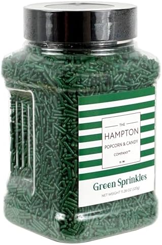 Green Sprinkles Jimmies 11.28 oz, Green Sprinkles For Cake Decorating, Cake Sprinkles, Sprinkles For Baking, Ice Cream & More, The Hampton Candy Company by TheHamptonPopcornCandyCompany