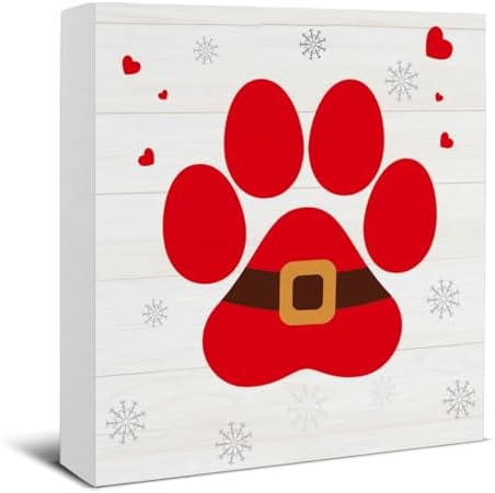 Farmhouse Christmas Decor, Christmas Decorations Indoor, Red Dog Paws by Oqtumes