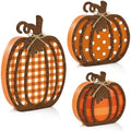 3 Pcs Fall Pumpkin Decor, Wooden Autumn Fall Decorations for Home by Golibra