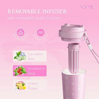 YOME 17oz Elegant Bow Pink Ceramic Lined Insulated Coffee Mug with Infuser for Women Gift| One-handed Pop Open Lid | Stainless Steel |Keep Drinks Cold and Hot| 100% Leak Proof - Image 4
