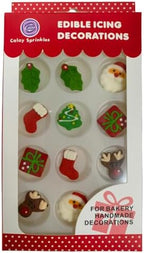 EPHVODI Christmas Cakes Decorations 12pcs Edible Santa Claus Christmas Tree Shaped Hard Sugar Icing Decorations Cupcake Toppers for Baking Cookie Ice Cream Candy Decoration - Image 4
