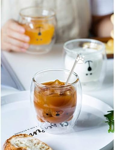 Binoster Bear Cute Mugs Kawaii Double Wall Glass Coffee Tea Mill Yogurt Cup Funny Novelty Gift for Women Her Friends Office Birthday Christmas - Image 4