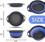 Blue Round Silicone Collapsible Colander – Silicone Round Kitchen Strainers - Image 2