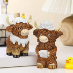 2 Pcs Resin Highland Cow Bathroom Figurines Decor, Bathroom Style - Image 5
