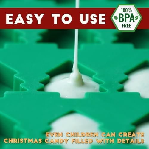 Christmas Mini Candy Molds with Xmas Tree and Gingerbread Man Shaped, 152 Cavity Non-Stick Food Grade DIY Handmade Set for Gummy Jelly Dog Treat Wax Melt Gifts Baking Supplies - Image 4