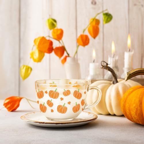 Sliner 6 Pcs Fall Pumpkin Coffee Mugs 16 oz Glass Irish Cups with Handle - Image 5
