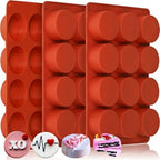 HKNMTT Round Silicone Molds 3 PCS, 12-Cavity 2.1" Round Cylinder Chocolate Covered Cookie Mold, Food Grade Non-Stick Baking Moulds for Candy Handmade Soap Pudding Jello Mini Cake Jelly Brownie - Image 2