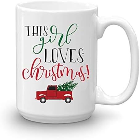 BLUE RIBBON This Girl Loves Christmas Holiday Coffee Mug, 15 oz by BLUERIBBON