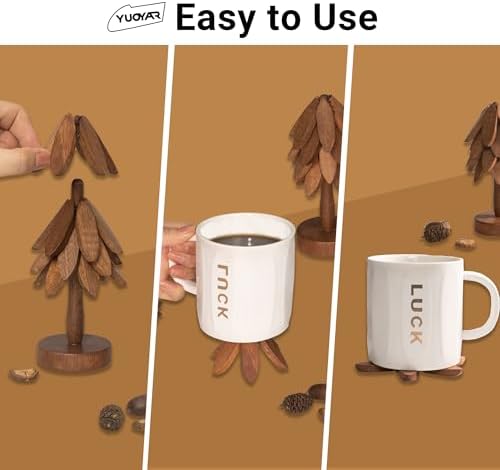 Wooden Tree-Shaped Coasters Set for Coffee Table, Kitchen - Image 2