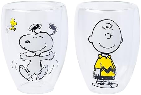 Silver Buffalo Peanuts Snoopy, 2 Pack Double Walled Glass Set, 12.5oz by SilverBuffalo