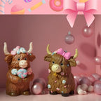 2 Pack Highland Cow Resin Figurine Decor Macarons Candy Theme - Image 4