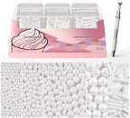 White Edible Cake Pearls Sprinkles with Claw Pen for Cake Decorating, 180g by Unknown