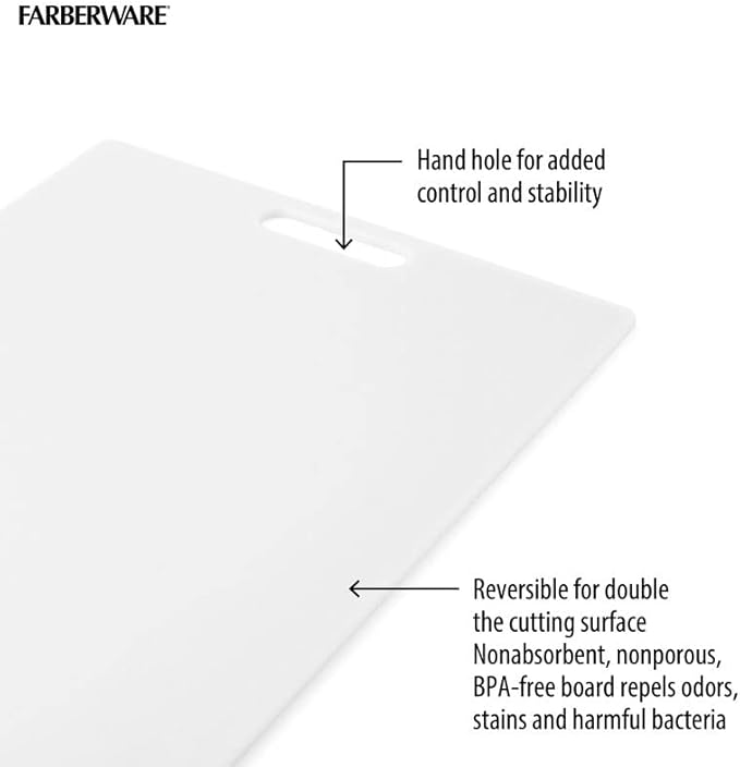 Farberware Extra-Large Plastic Cutting Board, Dishwasher- Safe Poly Chopping - Image 2