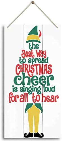 The Best Way To Spread Christmas Cheer, Winter Seasonal Wall Art Hanging Wooden Sign Merry Xmas Holiday Decorations for Home Outside Indoor by HiLus