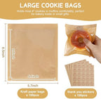 Cookie Bags Individual Heat Sealable Small Brown Paper Bags with Window - Image 2
