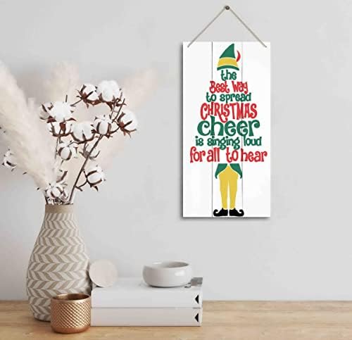 The Best Way To Spread Christmas Cheer, Winter Seasonal Wall Art Hanging Wooden Sign Merry Xmas Holiday Decorations for Home Outside Indoor - Image 2