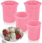Palksky Silicone Cups for Melting Chocolate, 4PCS Pink Silicone Measuring Cups with 1 Cup & 1.5 Cup Capacity, Reusable Baking Supplies for DIY Chocolate Molds, Melting Chocolate by Palksky