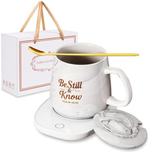 Bokon Be Still and Know Christian Gift Coffee Mug and Desk Warmer Set 12 oz by Bokon