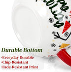 Noamus 4 Pack Christmas Mugs Set, 15oz Ceramic Snowman Coffee Cup, Stackable Holiday Xmas Tea Mug for Hot Cocoa Cold Water Milk, Housewarming Gift Home Decor, Dishwasher Microwave Safe(4 Styles) - Image 4