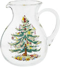 Spode Christmas Tree Glass Pitcher with Handle, 96 Oz - Beverage Server by Spode
