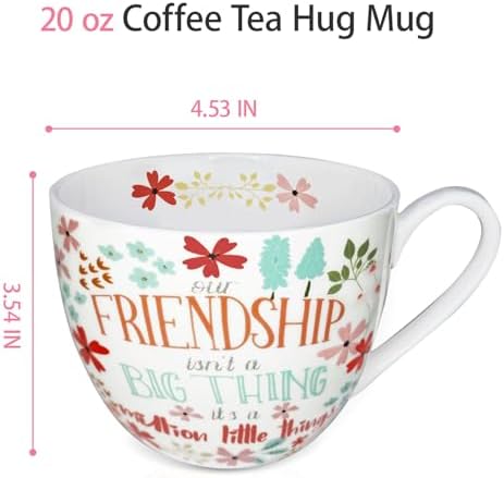 20 oz Floral Best Friend Coffee Mug, Premium Bone China Tea Cup with Meaningful Friendship Quote, Cute Soul Sister Gift for Women, Designed in England by Harvest Green Studio - Image 3