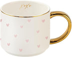 Sweet Water Decor Heart XOXO Coffee Mug with Gold Handle, 14oz Fine Bone China Tea Cup for Hot & Cold Drinks, Gift Idea for Friend, Sister, Wife & Valentines Day by SweetWaterDecor