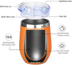 MEZMUT 12 Oz Insulated Wine Tumbler with Lid Wine Glass Cup(Orange,1) - Image 6