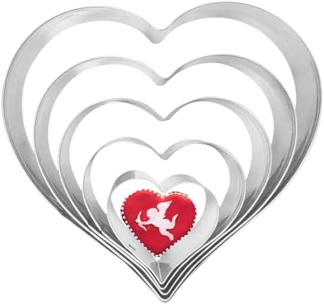 5PCS Large Heart Cookie Cutter 5" 3.78" 3.1" 2.35" 1.61" Heart Cookies Molds Stainless Steel Cutter Set for Mother's Day, Father's Day, Valentine's Day by TUZICAKE