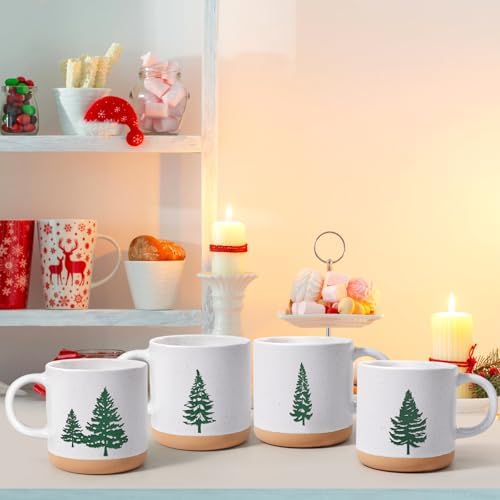 YHRJWN Christmas Mugs Set of 4-12Oz, Christmas Coffee Mugs With Xmas Tree Design, Holiday Gifts for Family, Friends, Dishwasher & Microwave Safe - Image 5