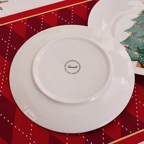 Christmas Plates Set of 6, 8 Inch Bone China Holiday Tree Dessert Appetizer Plates, Microwave & Dishwasher Safe Xmas Dinnerware Sets, Christmas Gift for Family(6pcs, 8 inch) - Image 6