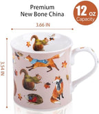 Fall Animal Coffee Mug, 12oz Ceramic Autumn Mug with Woodland Fox, Squirrel & Hedgehog in Scarves & Leaves, Cozy Fall Gift for Nature Lovers, Designed in England by Harvest Green Studio - Image 3