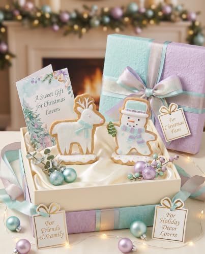 Set of 2 Gingerbread Christmas Figurines Hand-Painted Resin, 5‘’ Reindeer & Snowman Designs, Cookie-Style Finish, Glitter Accents, Shelf Tiered Tray Decor Tabletop Display, Christmas Decoration Indoor - Image 6