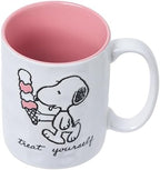 Silver Buffalo Peanuts Snoopy Beach, Wax Resist Ceramic Pottery Mug, 17oz - Image 3