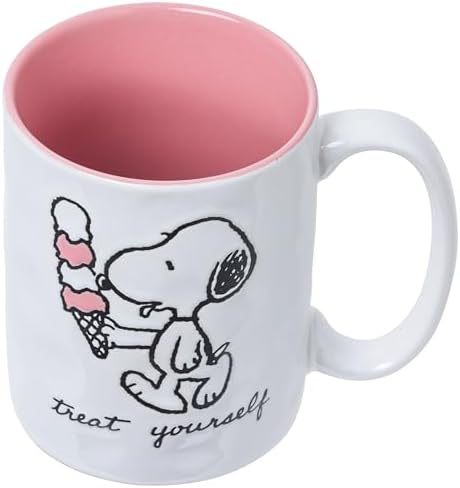 Silver Buffalo Peanuts Snoopy Beach, Wax Resist Ceramic Pottery Mug, 17oz - Image 3