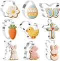 Easter Cookie Cutters, 9 Pieces Chick Carrot Egg Bunny Butterfly Rabbite Cross Flowers Shapes Metal Stainless Steel Biscuit Cutters Holiday Themed Baking Kit by Crethinkaty