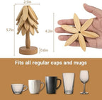 Wooden Tree-Shaped Coasters Set for Coffee Table, Kitchen - Image 3