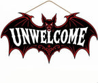 Halloween Decorations - Funny Gothic Bat Wooden Sign for Front Door by OHOME