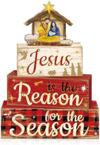 Moucuny 4 Pcs Christmas Nativity Table Decorations Xmas Jesus Block Signs by Moucuny