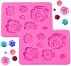 HKNMTT 2Pcs Mini Rose Silicone Molds, 3D Flower Chocolate Fondant Moulds by HKNMTT