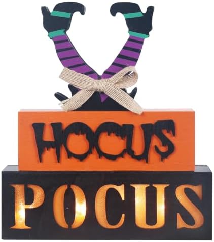Halloween Decorations Indoor, MEETYAMOR 3-Layered Legs Block Halloween Decor, LED Halloween Lights HOCUS POCUS Sign Hocus Pocus Decorations for Home, Gothic Decor for Halloween Party Decorations by MEETYAMOR