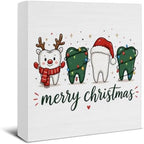 Dental Christmas Decor, Cute Christmas Teeth Wooden Sign Decorations by EUDOSI