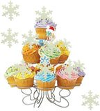 YOcity 50PCS Edible Snowflakes Cake Cupcake Toppers White Snowflake Cupcakes Decorting for Christmas Winter Frozen Theme Birthday Party Supplies (White) - Image 4