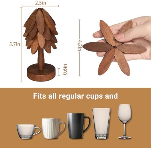Wooden Tree-Shaped Coasters Set for Coffee Table, Kitchen - Image 6