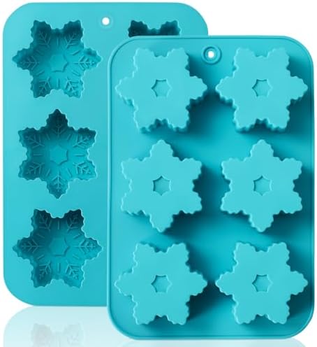 HKNMTT Snowflake Christmas Silicone Mold 12 Cavity for Holiday Soap Chocolate Cocoa Bomb Ice Candy Oreo Covered Jello Xmas Winter Wax, Oven Safe Baking Frozen Food Grade Moulds DIY Candle Craft Set by HKNMTT