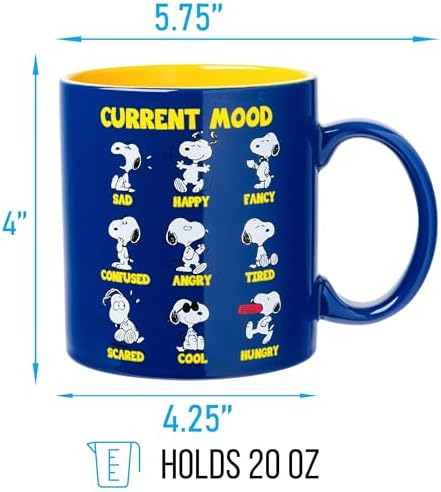 Silver Buffalo Peanuts Snoopy Current Mood Emotions, Ceramic Mug, 20oz - Image 2