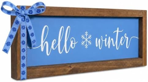 Hello Winter Sign, Shelf, Tabletop, Wall Decor Art for Indoor by flangairy