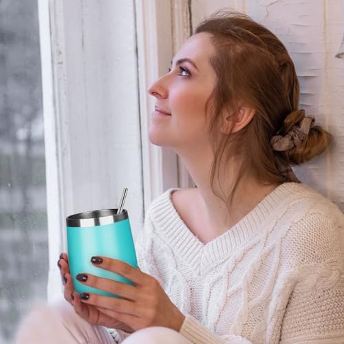 MEZMUT 12 Oz Insulated Wine Tumbler Bulk with Lid Wine Glass(Teal,4 Pack) - Image 5